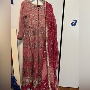 Asim jofa pink anarkali dress size M